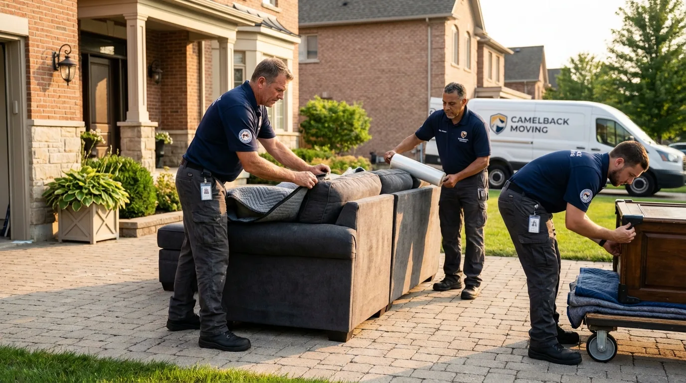 Large estate moving crew wrapping furniture in Matthews, NC